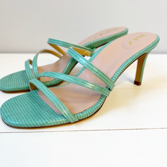 Inez Sofia Embossed Leather Strappy Slide Sandals Spearmint Lizard Size 7 - Picture 3 of 11